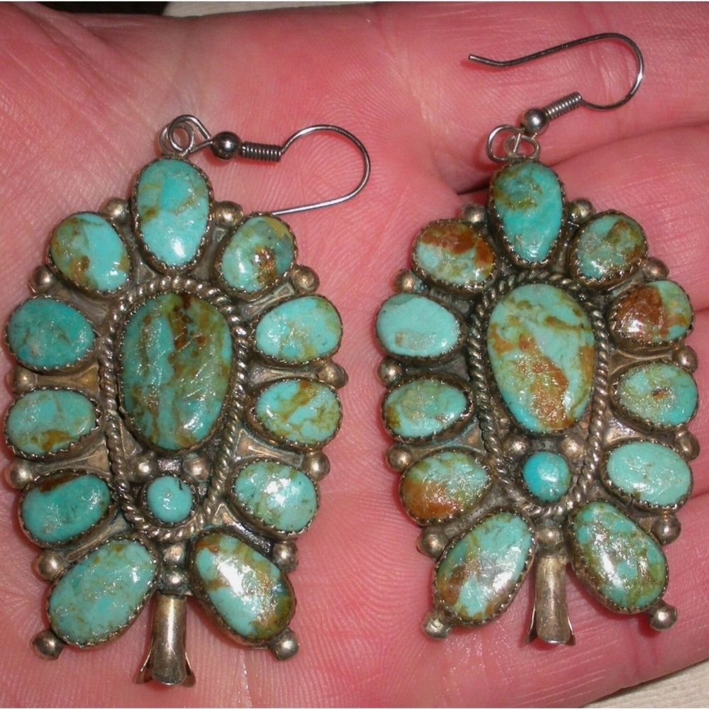 Turquoise and Silver Dangle Earrings
